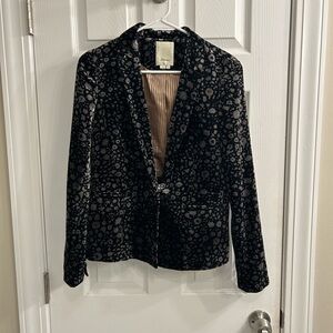 Anthropologie Elevenses Black Floral Print Women’s Blazer - women’s size 4